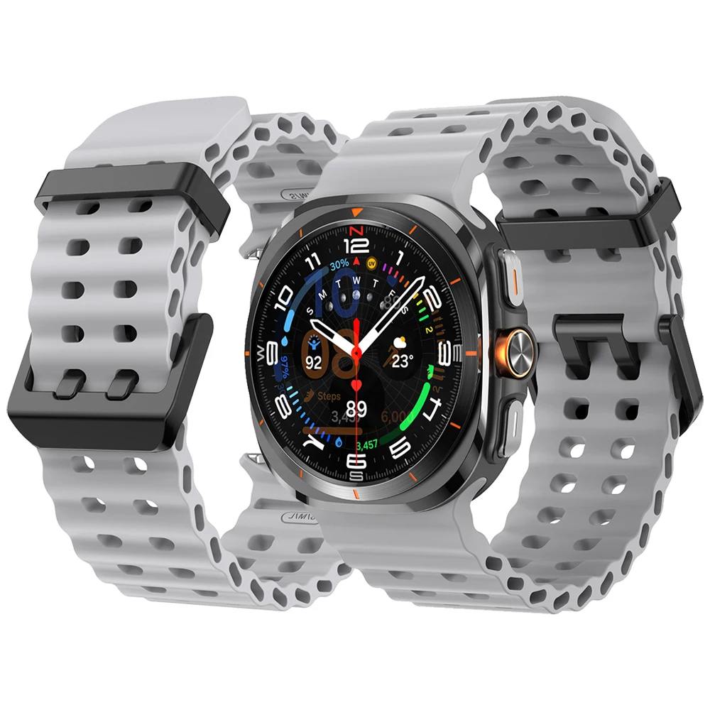 Sportowy pasek silikonowy do zegarka Samsung Galaxy Ultra Marine Bransoletka z paskiem do zegarka GalaxyWatch Ultra 47 mm Akcesoria do paska do