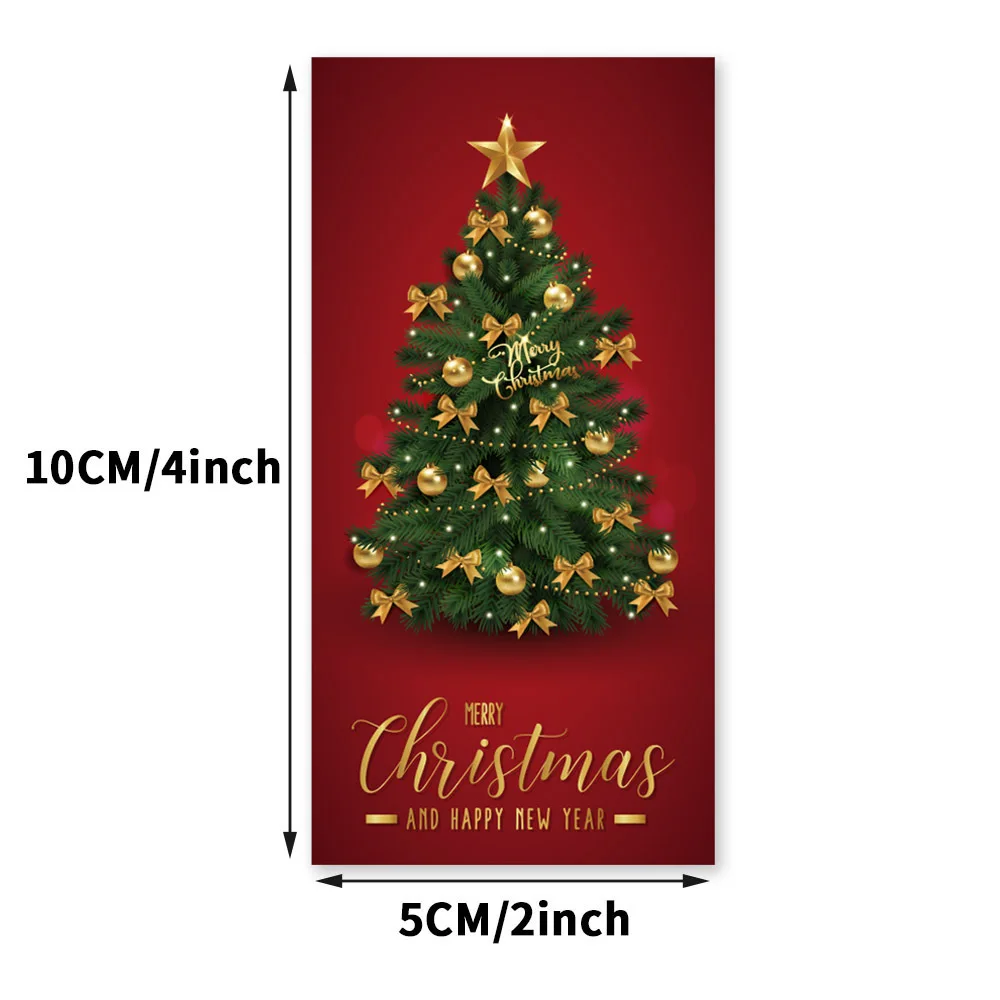 10-50Pcs New Merry Christmas Stickers 5x10cm Rectangle Red Christmas Gift Box Decor Seal Sticker Cute Santa Stickers Stationery