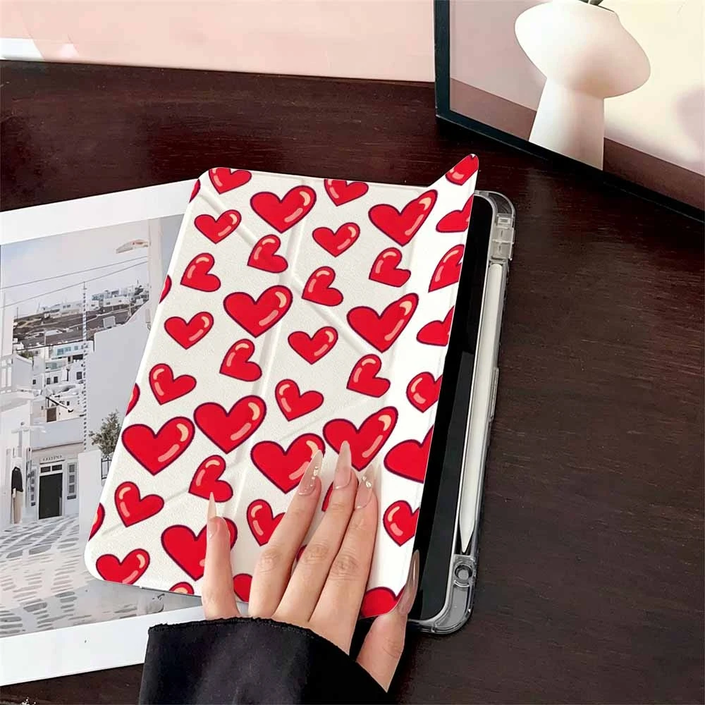 Trending Glossy Hearts For Samsung Galaxy Tab A8 A9 A11 S6 S7 S8 S9 S10 FE Plus Lite Protective With Pen Slot Tablet Case