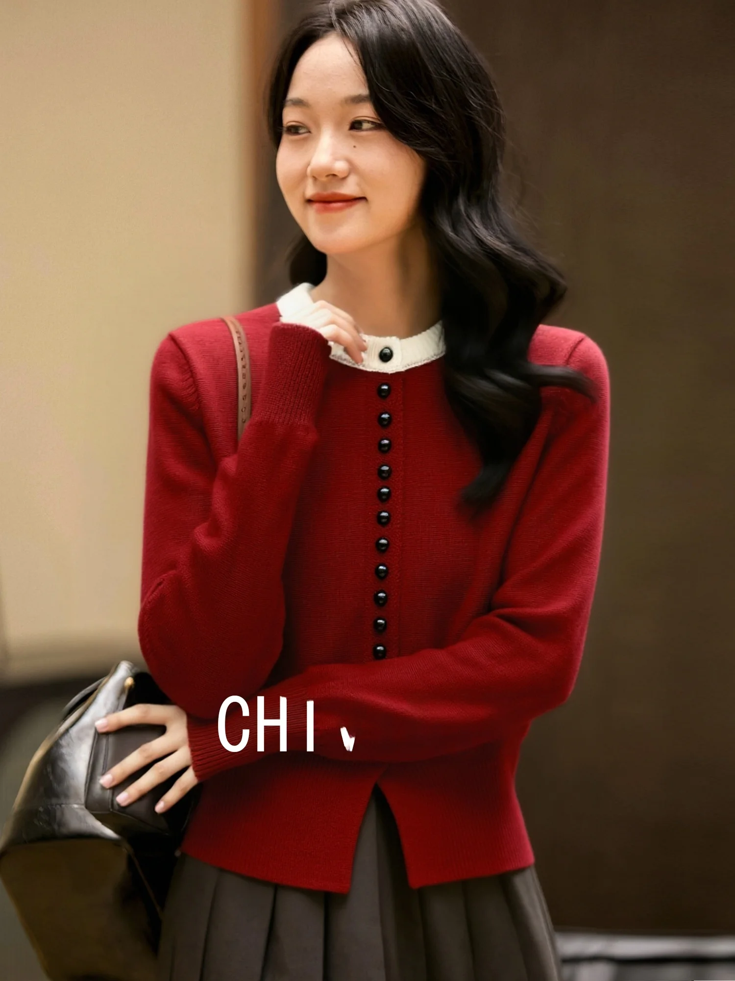 

Вязаный свитер Chivirin для женщин: новая коллекция весна-осень, с кружевной отделкой, в стиле колор-блок, модный повседневный топ