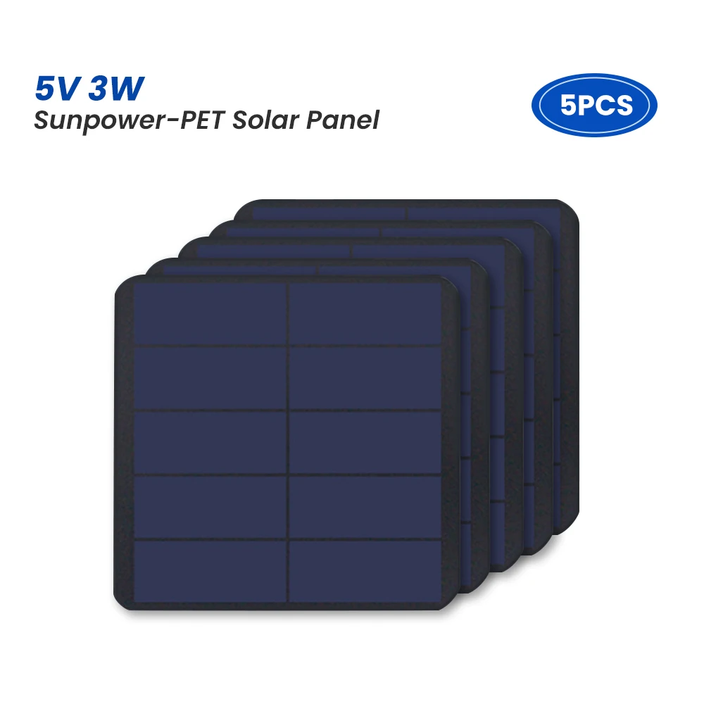 5pcs SUNYIMA 121*125 5V3W Sunpower PET High Efficiency Solar Panel Patch 3W Battery 5V Drone Surveillance Communication