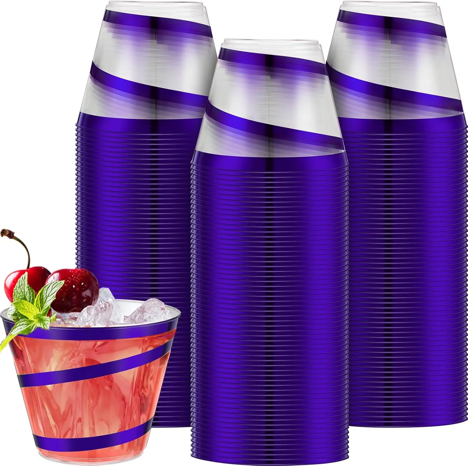 

9 oz Rimmed Swirl Plastic Cups Disposable Wine Drinking Cups Clear Elegant Easter St Patrick Tumblers for Wedding Party Suppl