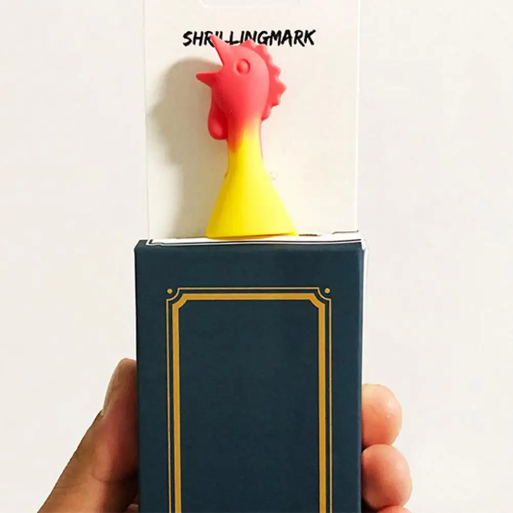 Marcadores de Página de Libro bonitos, marcapáginas de silicona, divertido, pollo chillón, impermeable, suministros de oficina escolar, forma de dibujos animados