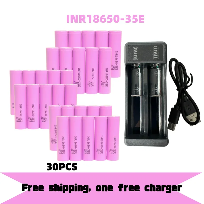 Free Shipping 100% Original for 18650 3500mAh 25A Discharge INR18650 35E 3500mAh Li-ion 3.7v Rechargable Battery 18650 Battery