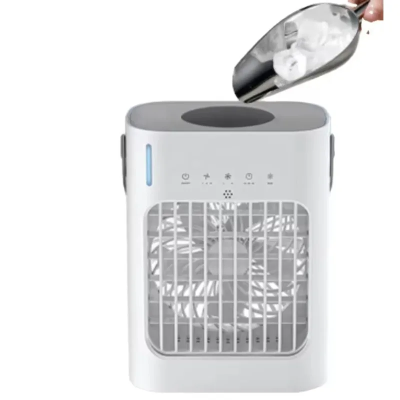 Portable electric ice cooler, mist fan, desktop mini room air cooler, with power supply top filler for use