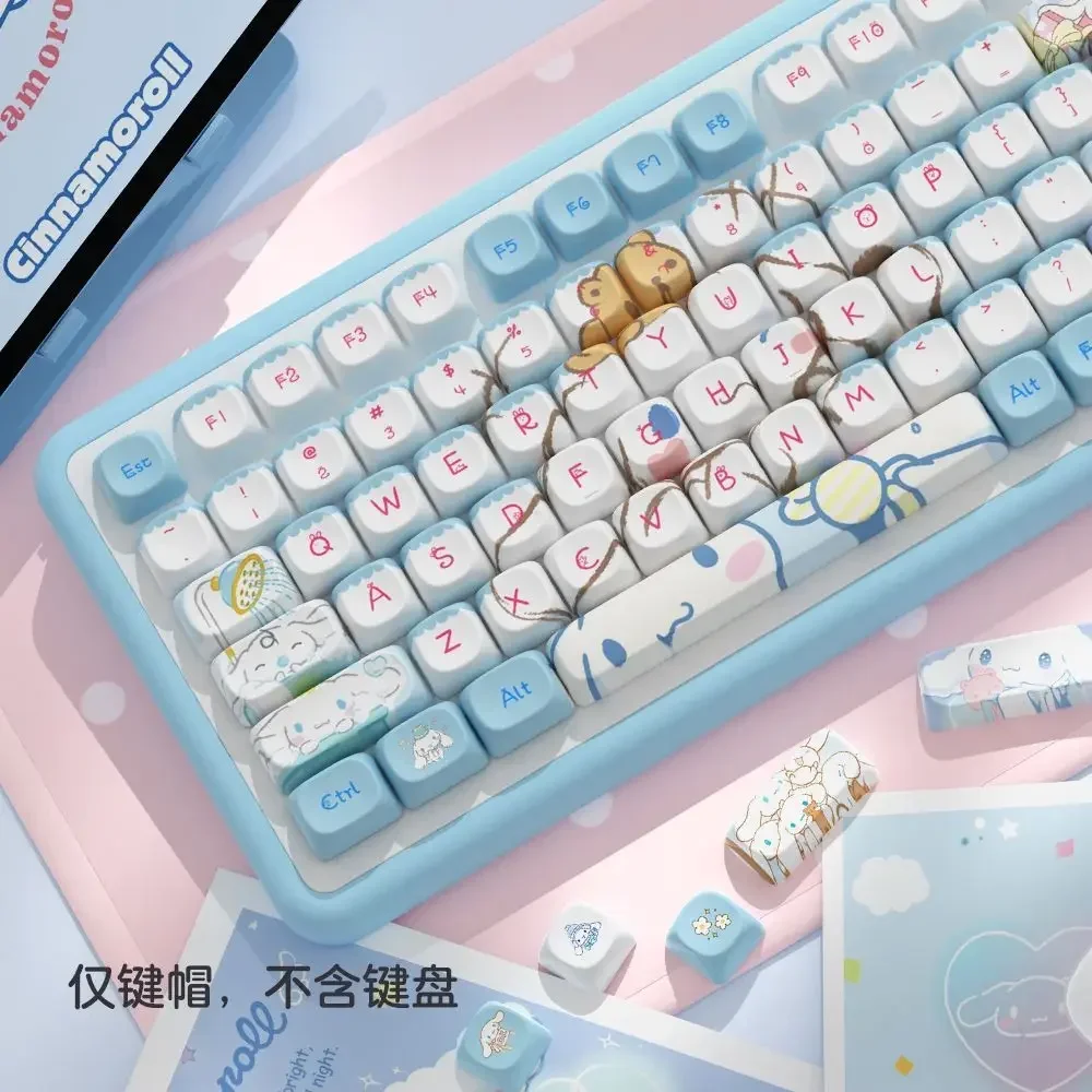 Anime Sanrio Cinnamoroll MOA Profiled Keycaps120 Keys PBT Thermal Sublimation Keycaps for MX Switch Gaming Mechanical Keyboards