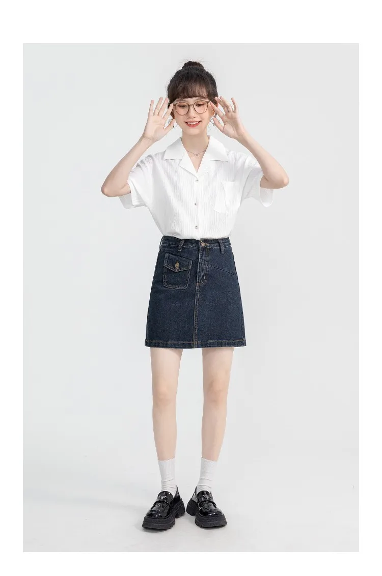 

Short Sleeve Shirts Womens Modal Patchwork Pintuck Cropped Tee Cute Artistic Preppy Girlish Student Youthful Sweet Everyday