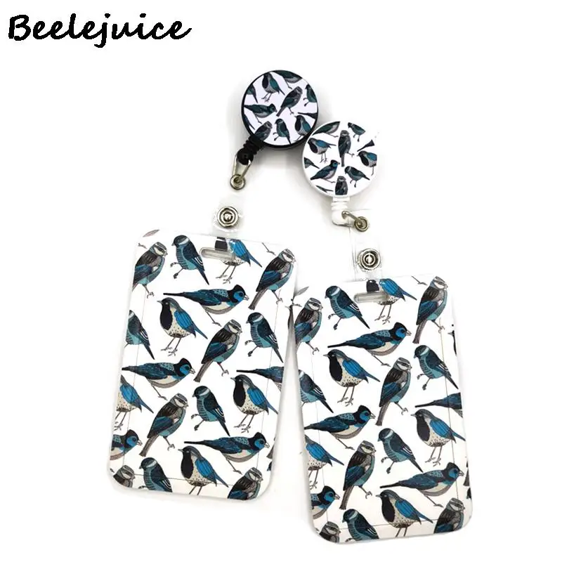 Blue Birds Card Holder Women Men Business Lanyard Badge Card Case Women Card Cover Student Lanyard ID Name Card Holder Bags