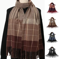 Scarf Female Winter Korean Thermal Scarf Tassel Shawl With British Classic Checker Thick Students Autumn Winter Male Neck Warm