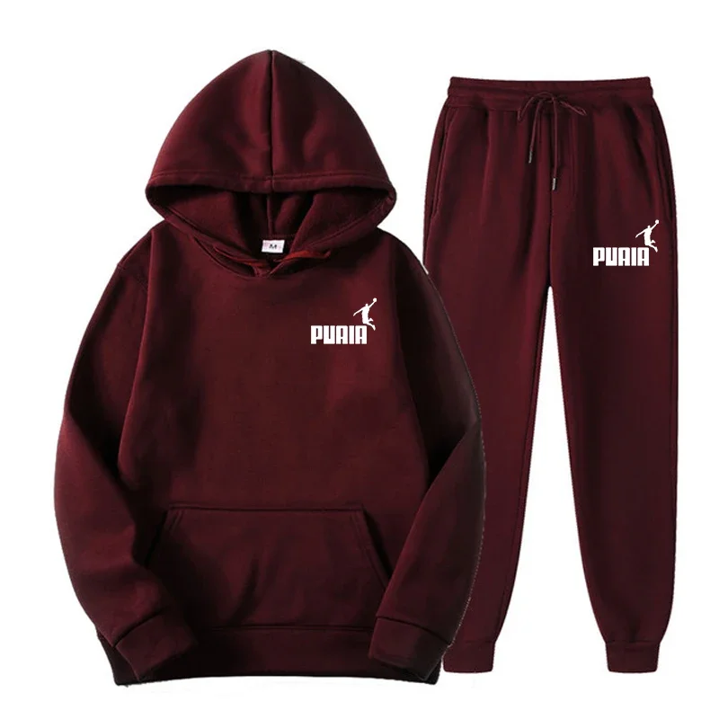 Autumn Winter Hooded Sweatshirt Suit Men And Women Couple Jogging Hoodies+Sweatpants Two Pieces Set Streetwear Casual Clothing