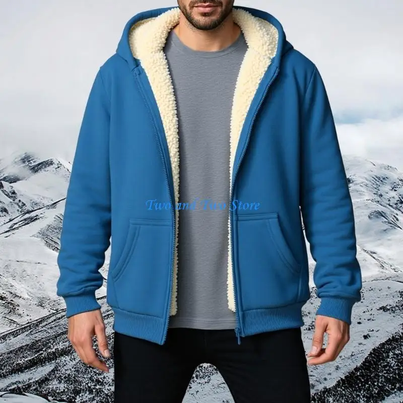Picture 4: HX6F Men’s Cosy Fleece Lined Zip Front Hoodie Winter Coat Cold Weather Design Wear