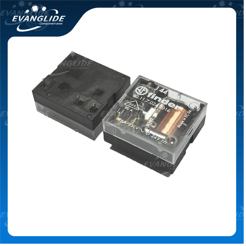5PCS/LOT 40.11.7.024.2016 24VDC 100% Original & New Finder Relays - PCB/Plug SPDT 10A, 24V DC coil, AgNi contact
