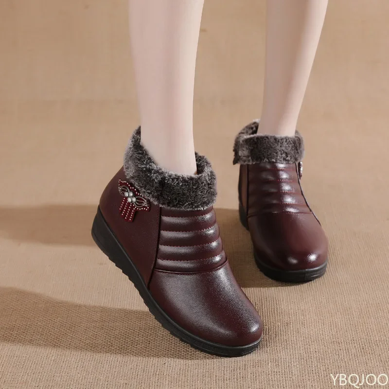 2026 Große Größe Neuer Winterstil mit Plüsch-Baumwollschuhen für Mittelalte und Ältere Menschen Rutschfeste Bequeme Weichsohlige Stiefel – Detail 6