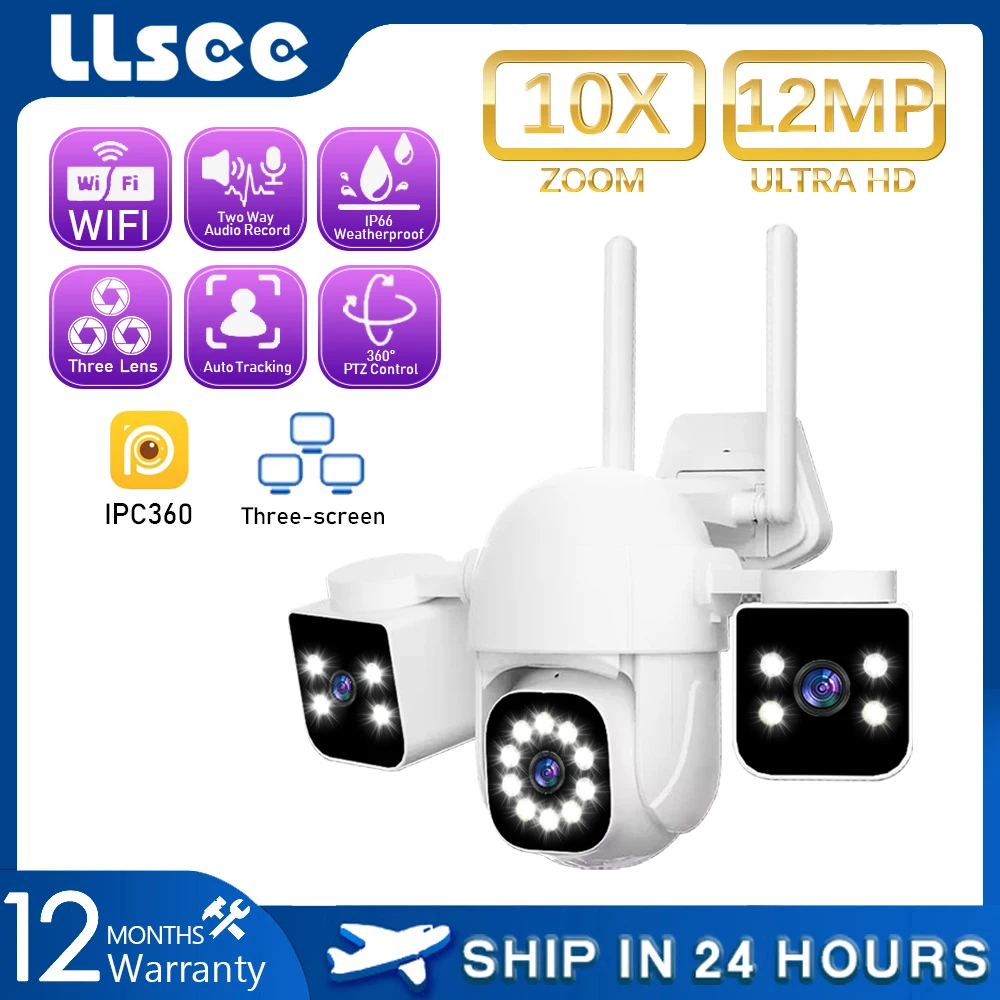 LLSEE 12 megapixel wireless security camera wifi camera CCTV surveillance camera outdoor waterproof IP camera