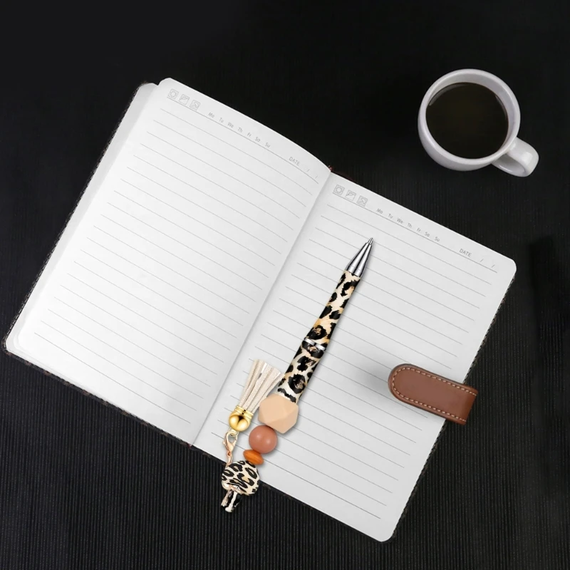 Caneta esferográfica beadável com estampa leopardo Caneta beadável para artesanato Caneta para escrita