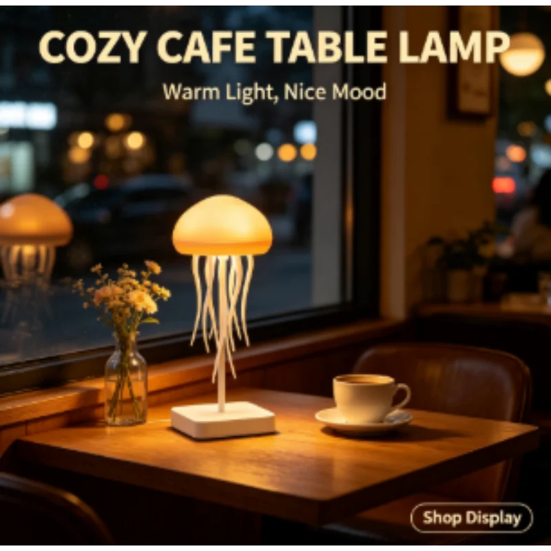 Jellyfish Light Decorative Gradient with Warm White 2 Modes 9 Rotating Tentacles for Kids Bedroom Living Room Table Decor