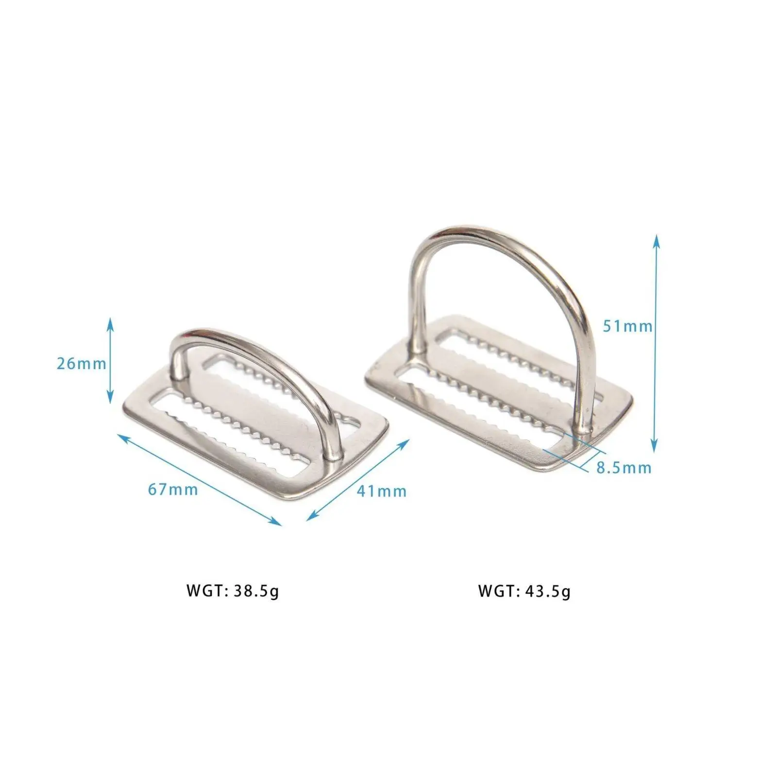 Dive Belt Buckle 316 Stainless Steel Serrated Base Harness D Ring for Scuba Regulator Mounting Technical Fins