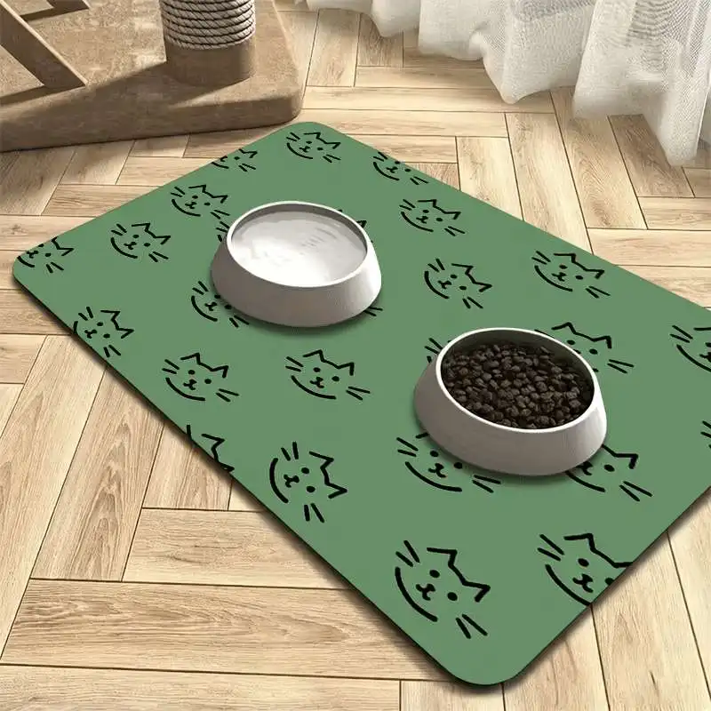 1pc Non-Slip (Line Art Cat Pattern) Pet Feeding Mat, Cute Design, Leak-Proof, Easy to Clean, Surface to Prevent Floor Stains