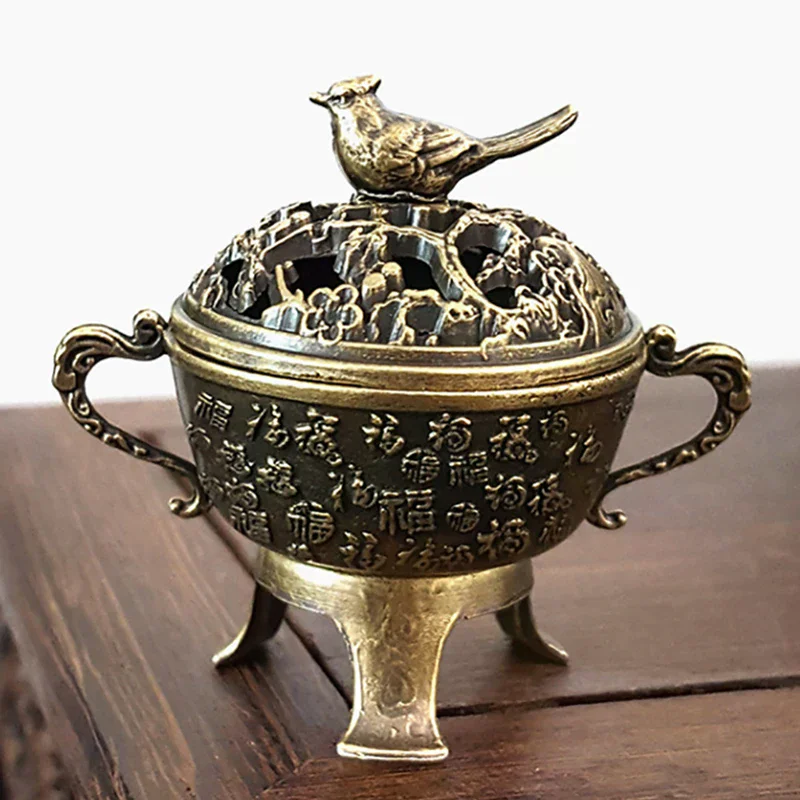 1PCS Creative Metal Magpie Auspicious Incense Burner Square Vertical Lotus Indoor Aromatherapy Home Desktop Accessories