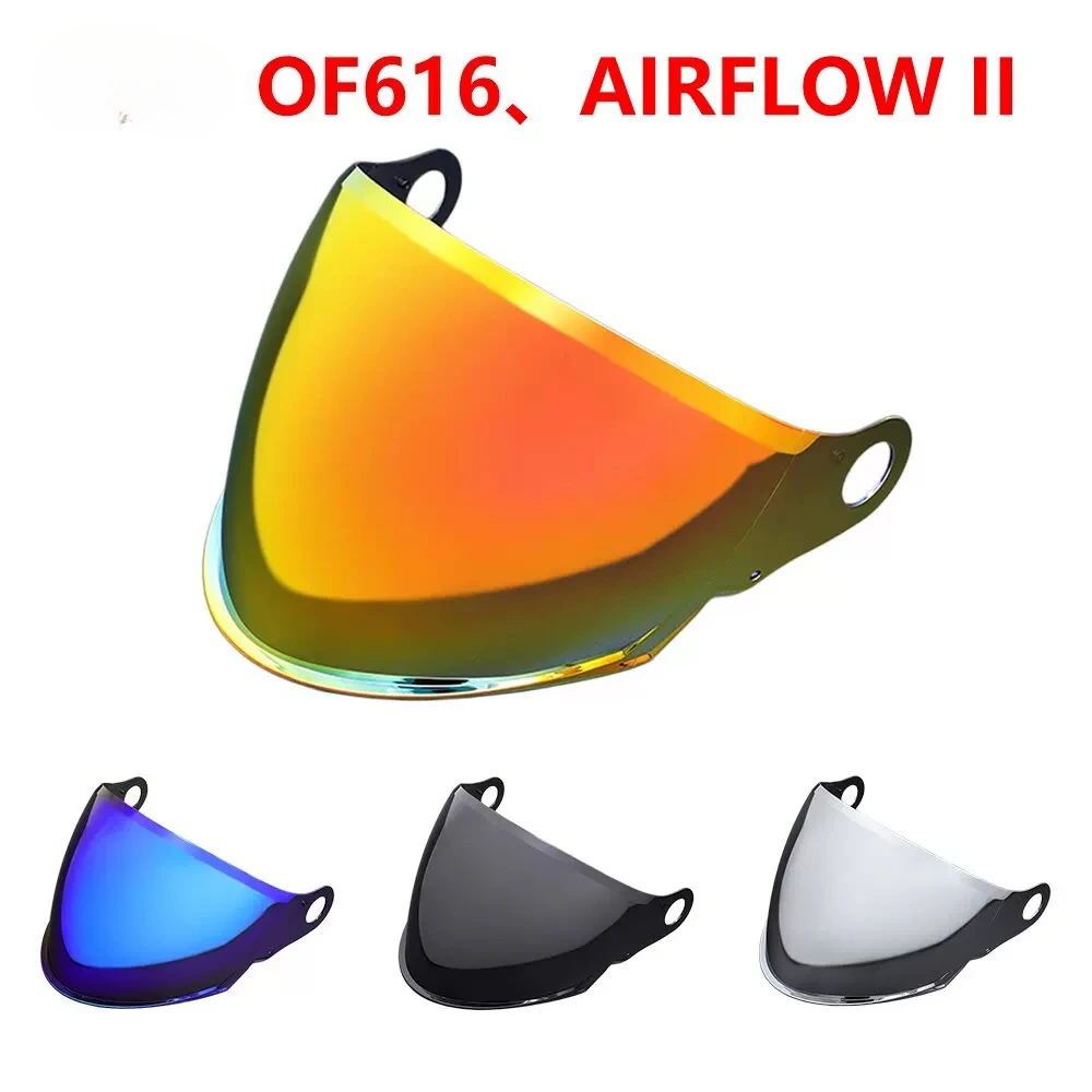 Half Helmet Visor Fit OF616 AIRFLOW II Three Quarter Helmet HD Mirror Lens  Anti UV Sunscreen Replacement Windshield Shield