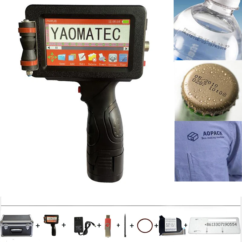 YAOMATEC 25 languages variable 12.7mm online QR Bar code number logo expiry date label hand jet handheld thermal inkjet printer