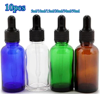 10pcs 5ml/10ml/15ml/20ml/30ml/50ml Empty Amber Dropper Bottles Glass Essential Oil Liquid Aromatherapy Pipette Perfume Container