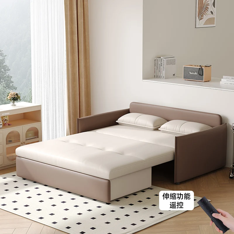 

Electric sofa bed leather sitting and sleeping dual-purpose foldable multi-functional double living room bedroom study balcony