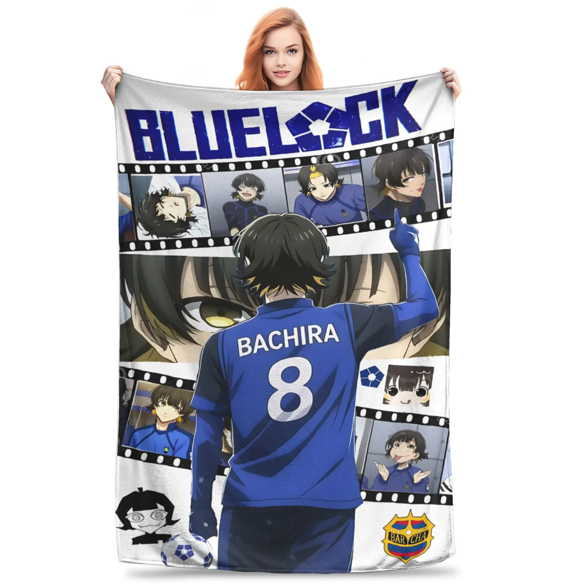 1PC Blue Lock Football Anime  home room decorations Winter Blankets for Adults Bedding Home Interior Sofa Knee