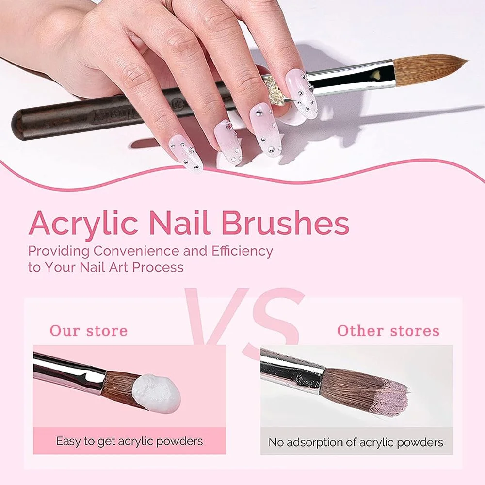แปรงอะคริลิคสำหรับทำเล็บ ขนโคเลียนสกี้เซเบิล ด้ามไม้จันทน์สีม่วง สำหรับงานออกแบบ 3 มิติ แปรงสำหรับต่อเล็บด้วยผง