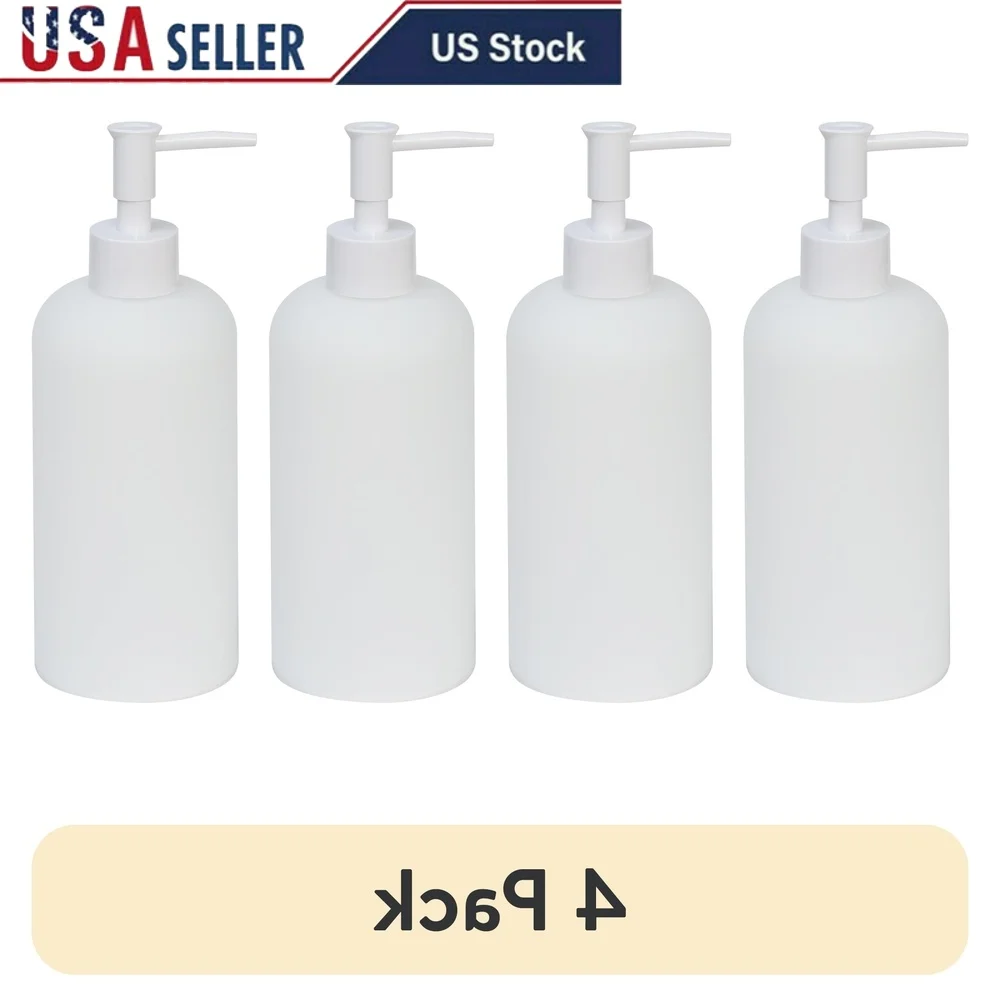 

4 упаковки, матовый белый дозатор для мыла, прочный пластиковый насос для лосьона, легко дозирующийся, 19 унций, современный аксессуар для ванной комнаты и кухни