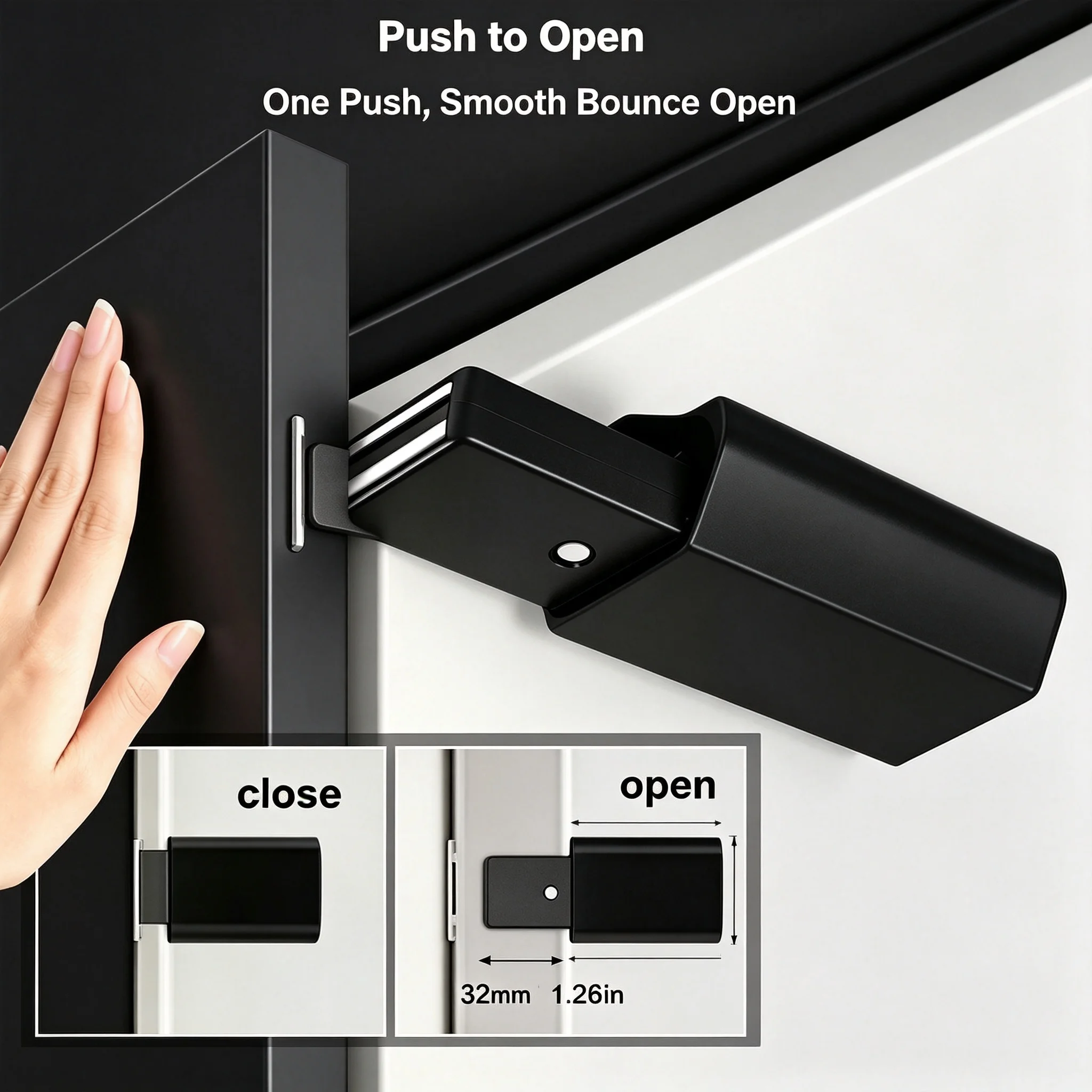Automatic Self‑Popping Invisible Cabinet Catch Heavy‑Duty Push‑to‑Open Latch for Household Wardrobe Concealed Fire Doors