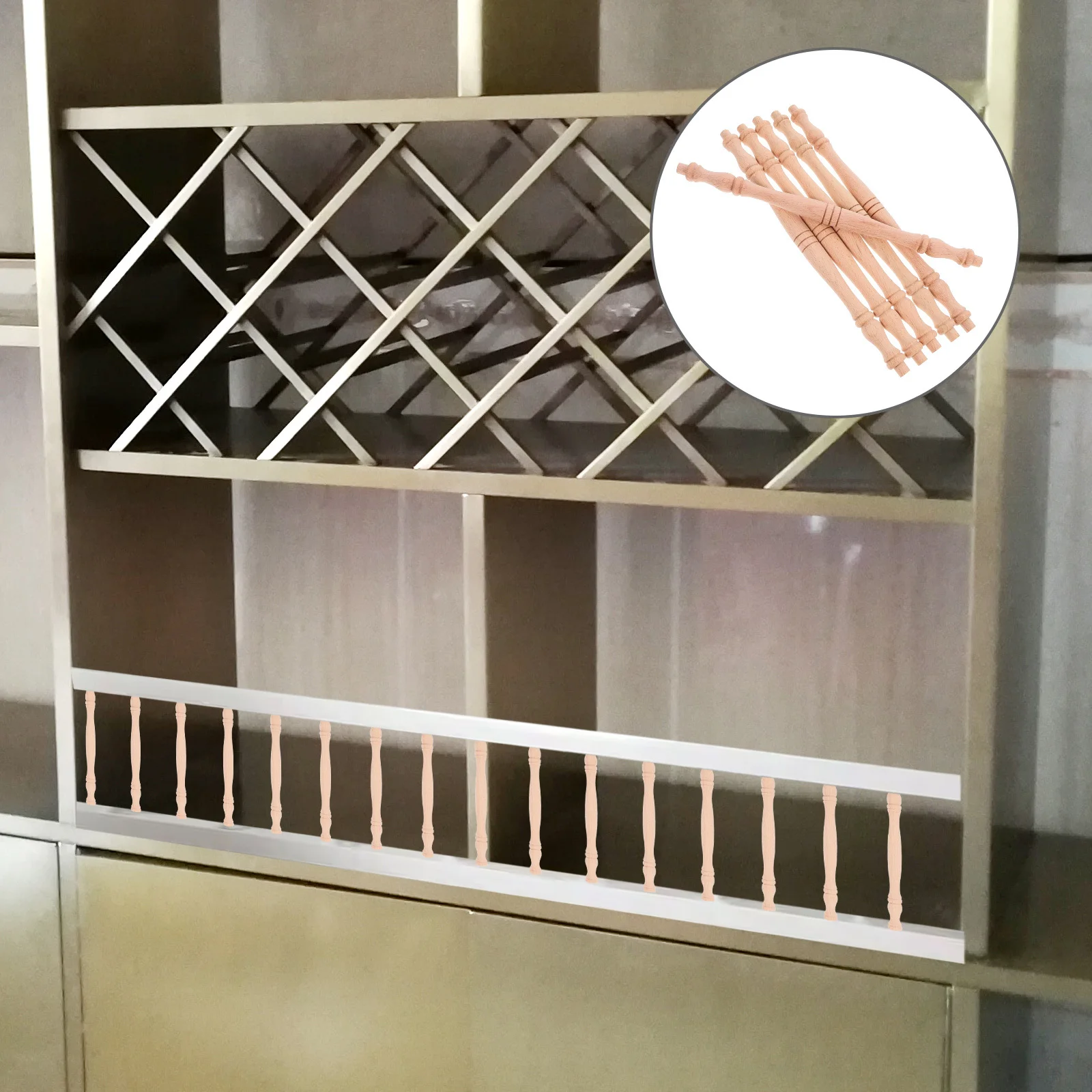 

6Pcs Solid Wood Baluster Spindles Unfinished DIY Craft Furniture Decorative Railings for Doors Staircase Indoor Home Decor