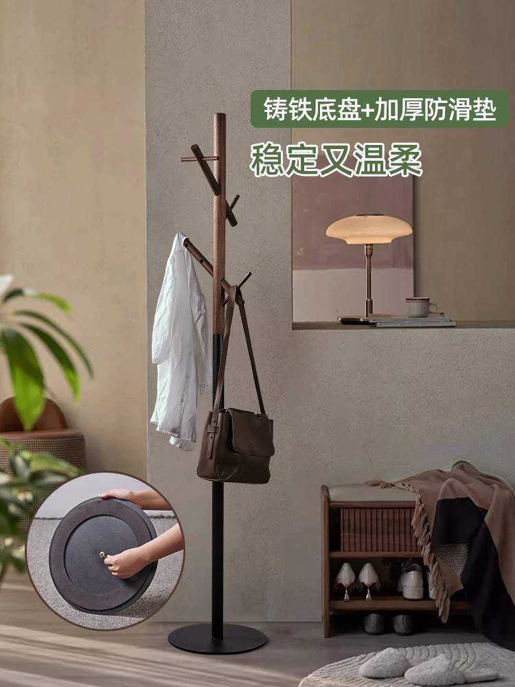 Solid wood coat rack household floor-to-ceiling bedroom living room vertical hanger multi-functional corner single pole hanger