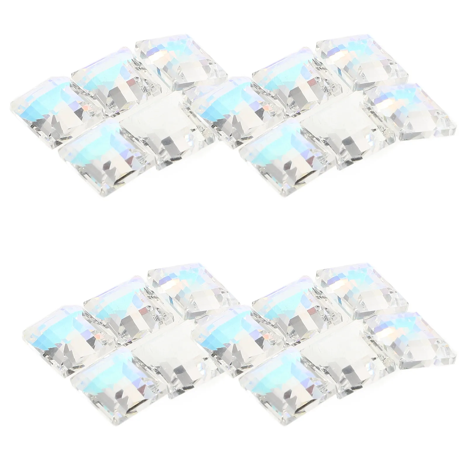 30Pcs Sugarcut Crystal Nail Rhinestones Rectangular Transparent Rhinestones for Nails Nails Gems Rhinestone Nail Art Set