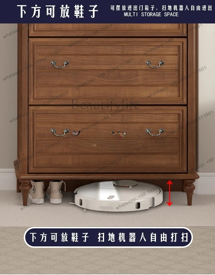 pure solid wood large-capacity space-saving artifact multi-layer tipping bucket shoe cabinet household door oversized