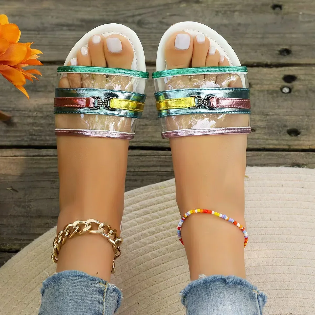 New Luxury 2024 KURT G London Eagle Head Wave Striped Summer Flat Shoes Fashion Design Slip on Slides Outdoor Sandal Slipper