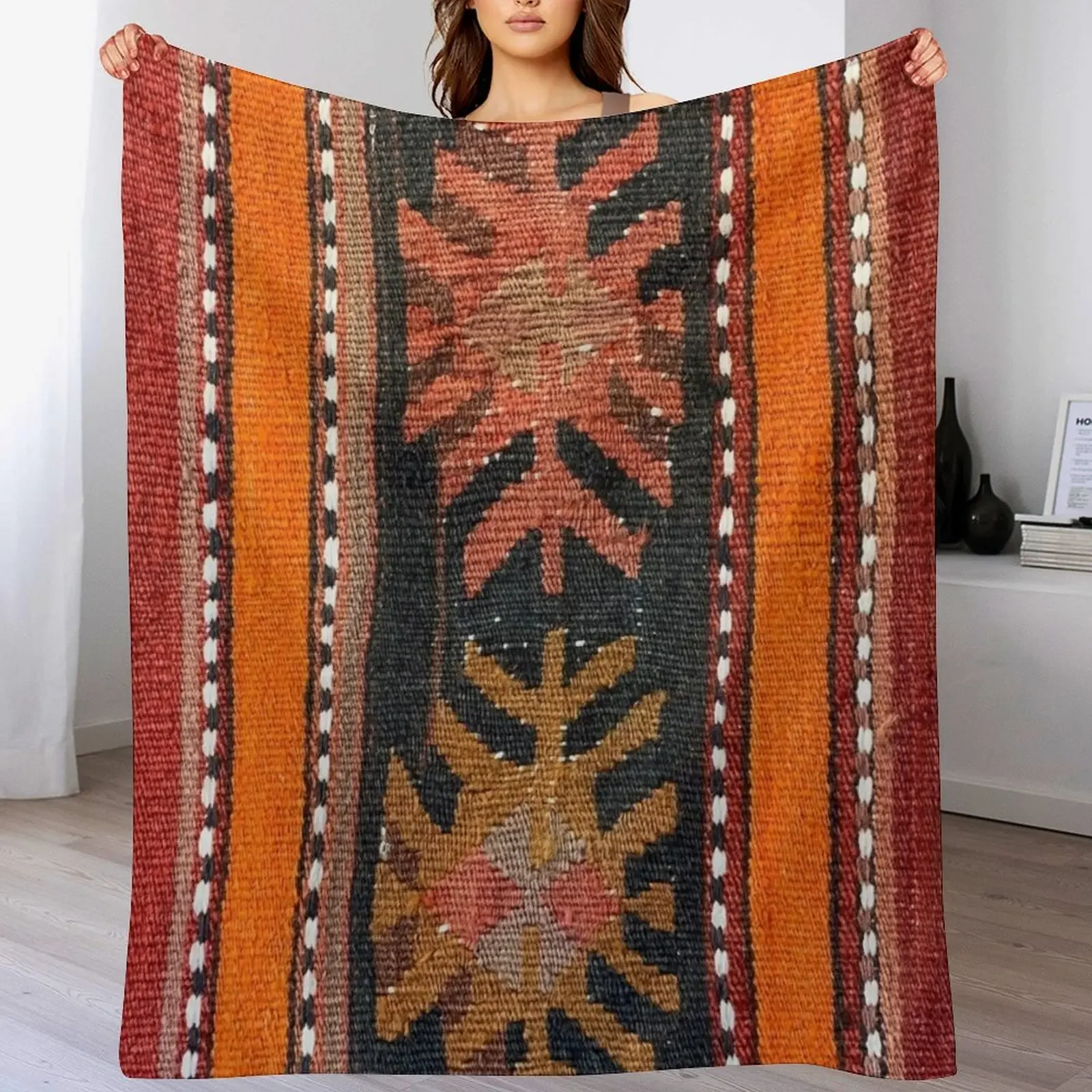 Decorative Kilim, Navaho Weave, Woven Textile Throw Blanket Warm Throw Blanket Gift for Anniversary