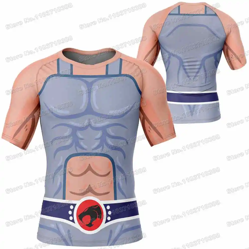 Thundercats Rash Guards Surfing Jersey Beach Shirts Swimwear Diving Gym Shorts MMA BJJ Men Jiu Jitsu Fitness Sets