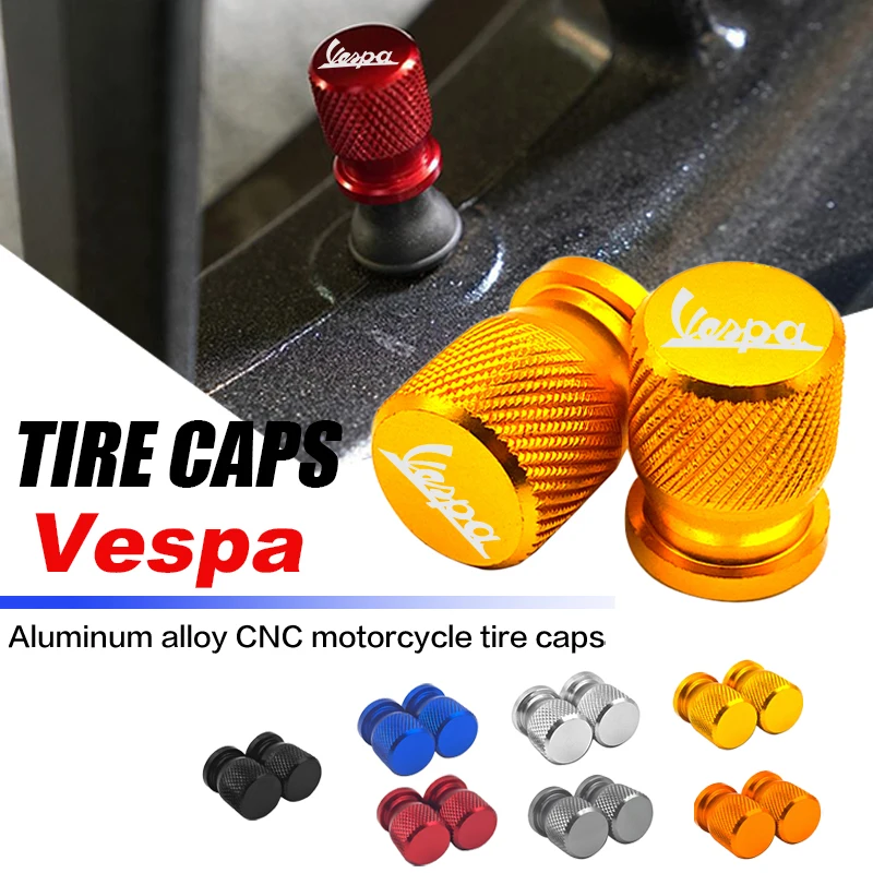 Motorcycle CNC Aluminum Wheel Tire Valve caps Airtight Covers Laser Logo For Vespa GTS GTV LX 60 125 250 300 PX 200