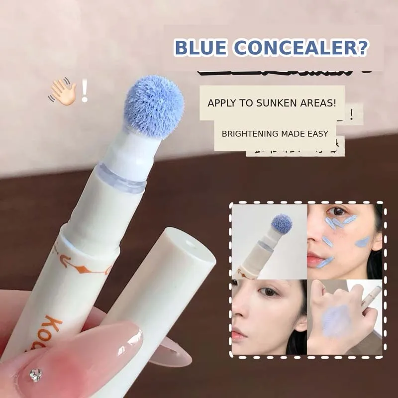 KodyboLL Color Correcting Concealer Blue Peach Under Eye Brightener Dark Circle Corrector Hydrating Sponge Tip Face Makeup