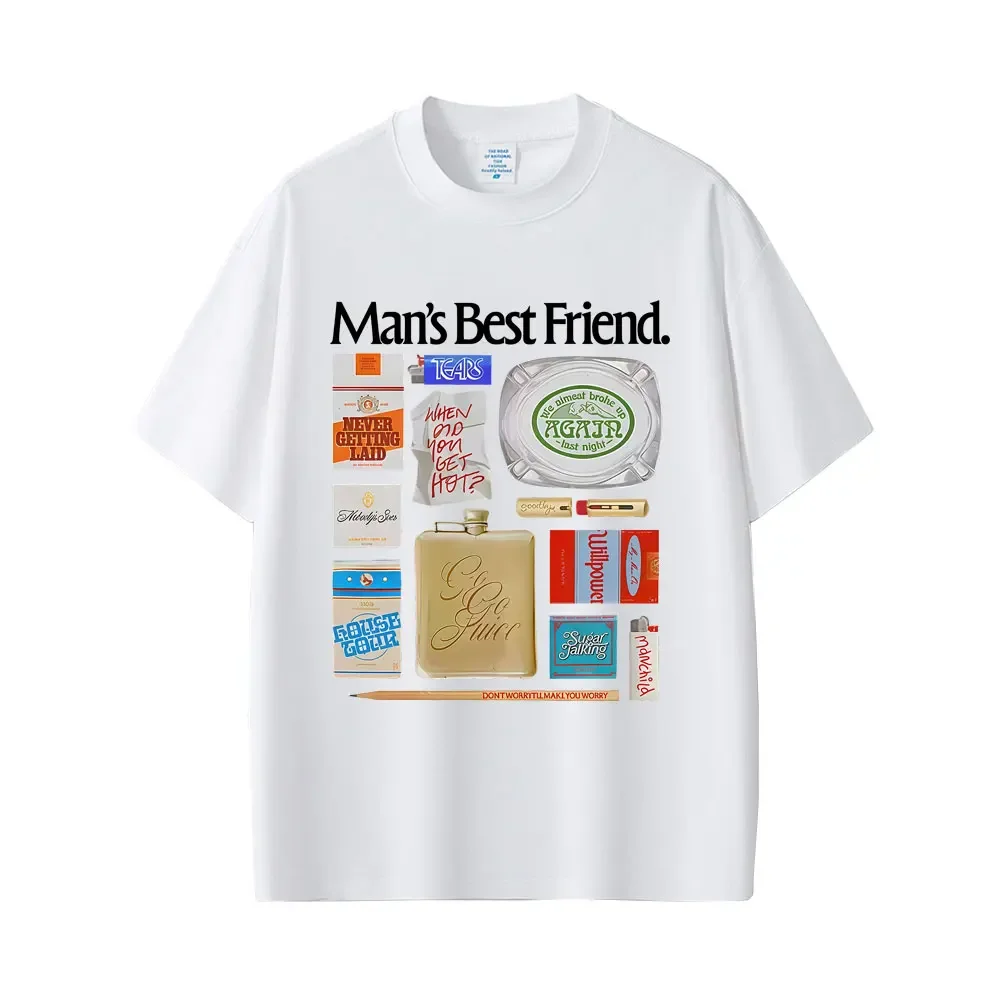 Graphic T Shirts Retro Streetwear  Short-sleeved T-shirt with A Pattern of A Man's Best Friend Partner Casual Wear and Fan Gift