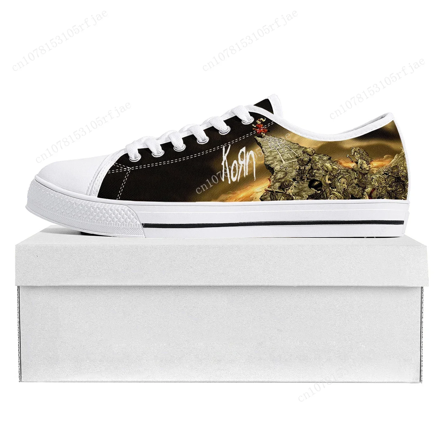 Korn Rock Band Low Top High Quality Sneakers Mens Womens Teenager Canvas Sneaker 3D Print Casual Couple Shoe Custom Shoe White