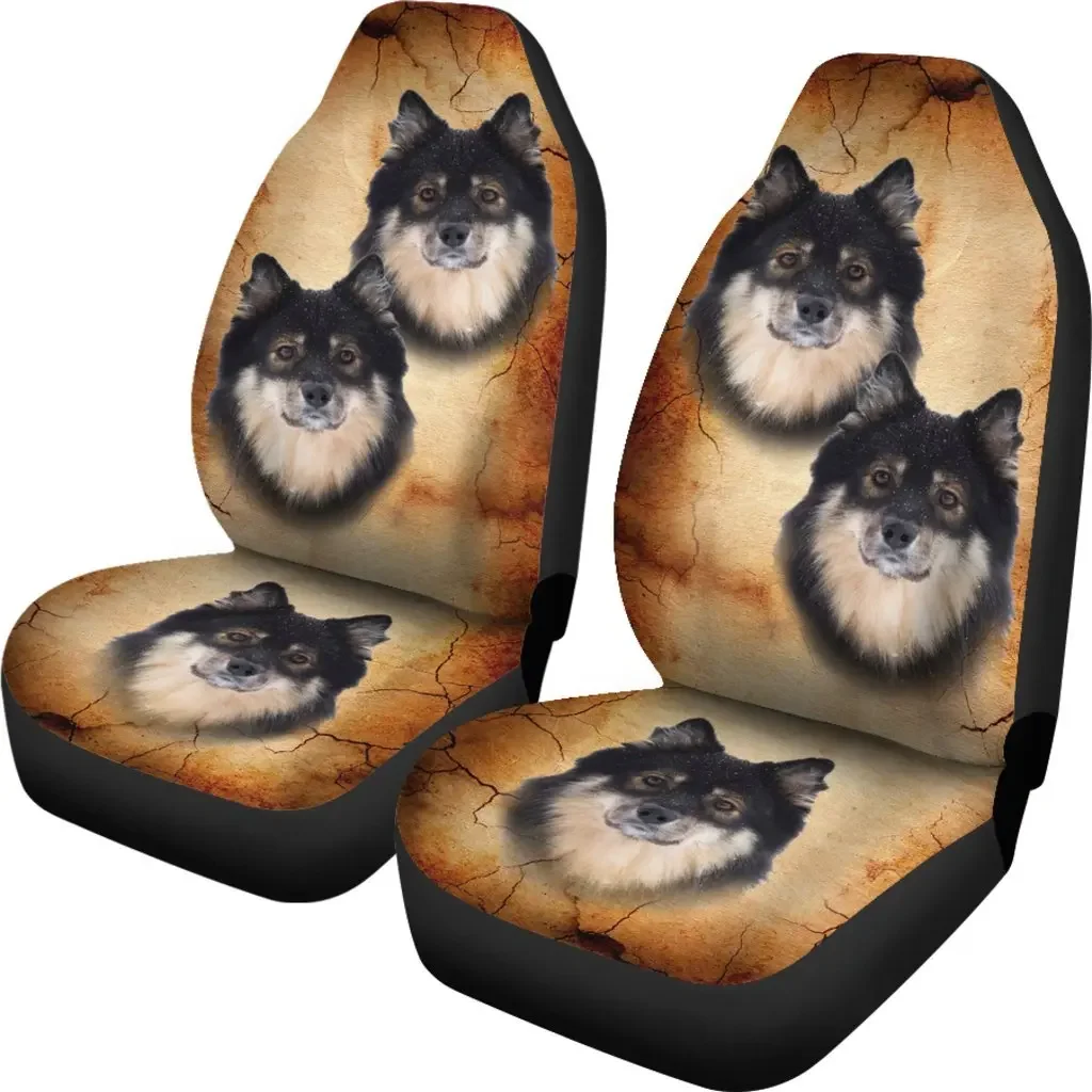 Cute Finnish Lapphund Print Car Seat Covers Set 2 Pc, Car Accessories Seat Cover