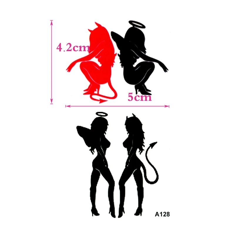 Black Angel and Red Devil Waterproof Temporary Tattoo Sticker Fake Tattoos Beauty The Flash Tattoos Maquiagem Girl Sexy Arab