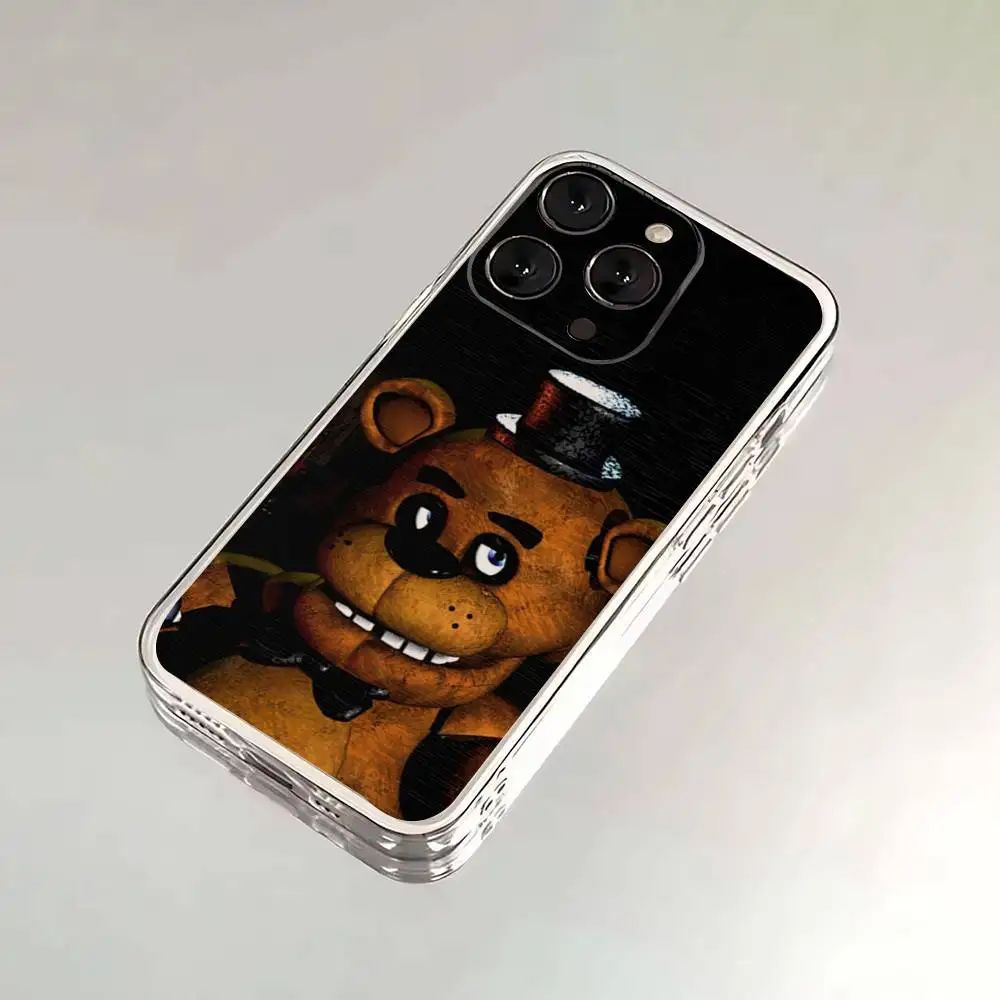 Funda de teléfono F-Fnaf Five-Nights-At-Freddys para iPhone 16,15,14,13,12,11,17 Pro,Max,Plus,X,XS,XR,SE,Mini funda suave transparente