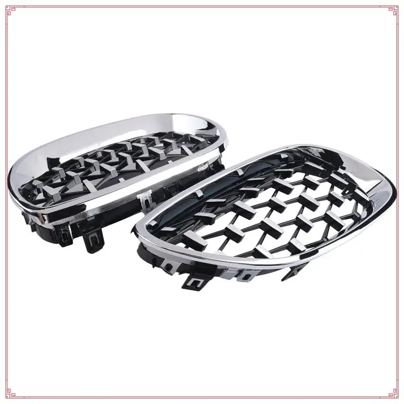 

Front Kidney Grille Grill Chrome Diamond Style For -BMW 5-Series E60 E61 5 Series 520I 535I 550I 2004-2009