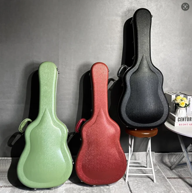 40/41 Inch Acoustic Guitar Hard Case with Backpack Straps - Waterproof ABS Shell Shockproof Folk Guitar Box