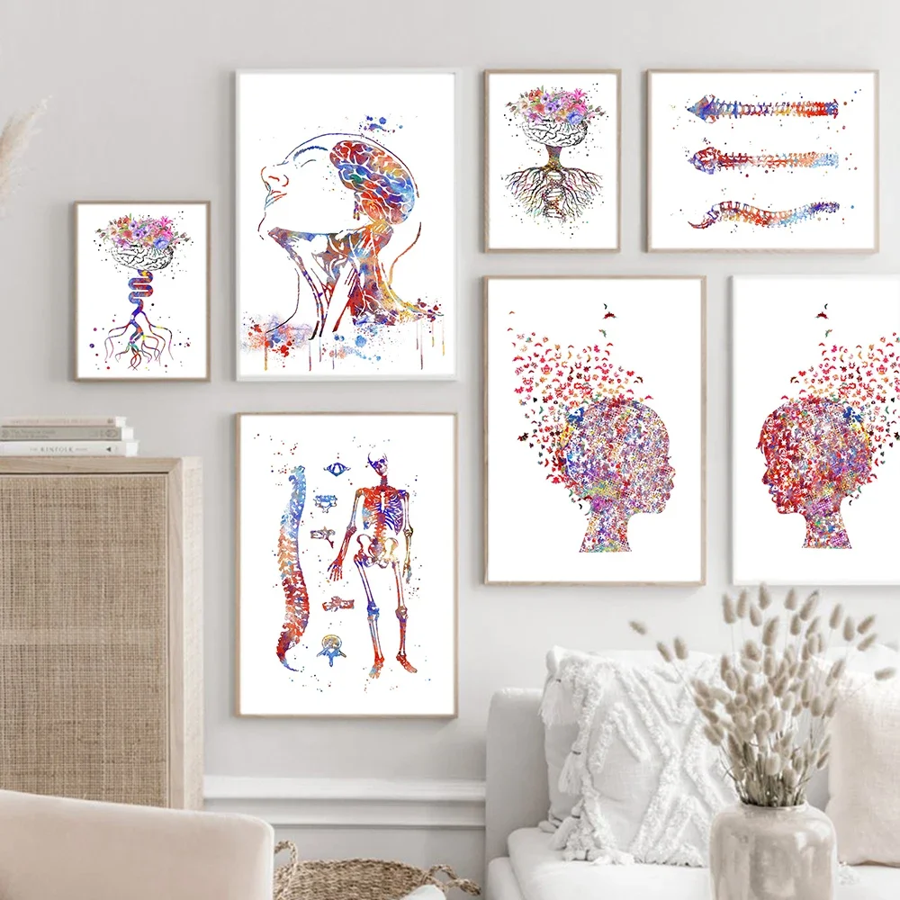 Human Anatomy System Wall Art Canvas Painting Posters And Prints Brain Mind Spine Wall Pictures Medical Education Home Decor