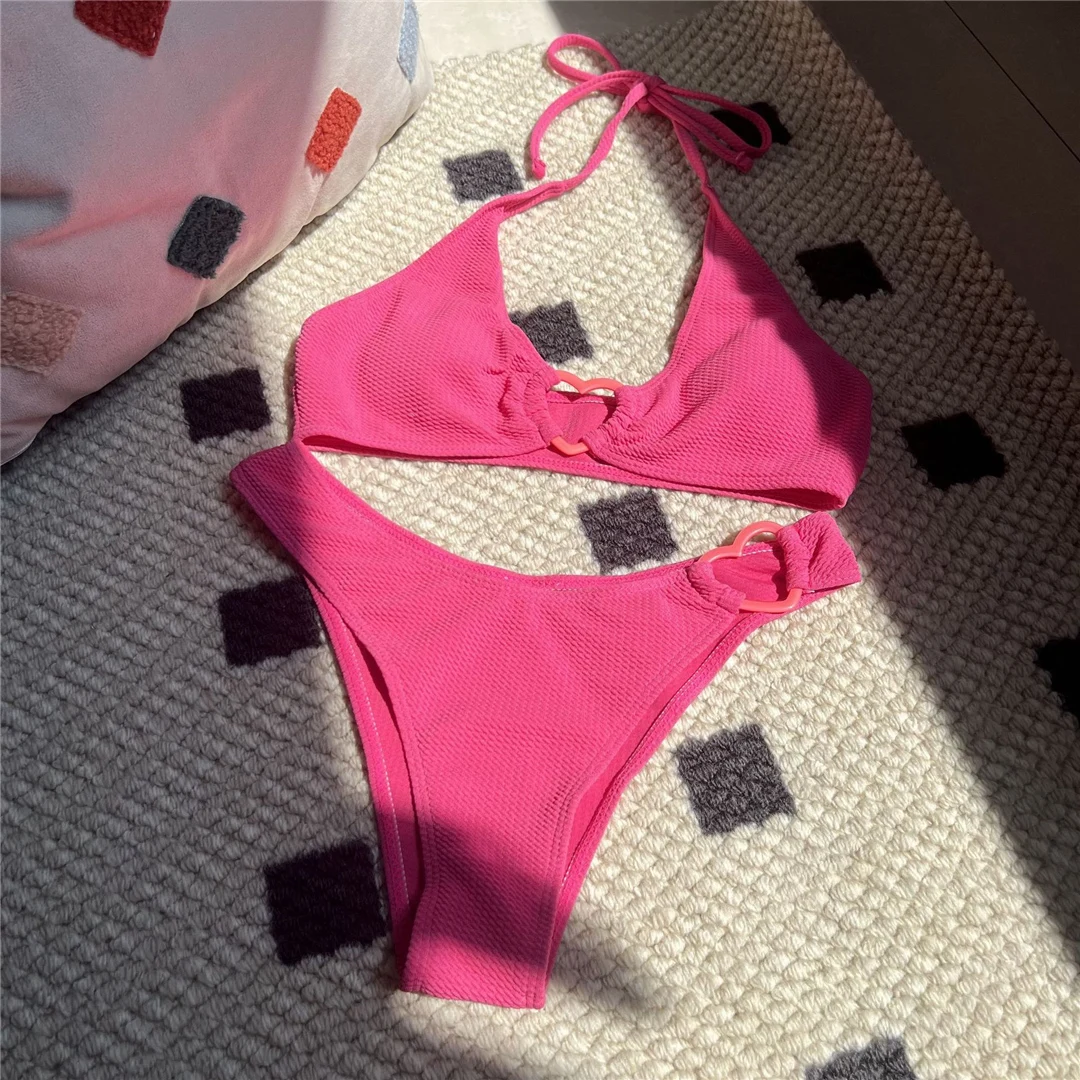 5-Farbiges Neckholder-Bikini-Set mit herzförmigem Schnitt und mittelhoher Taille, Damen-Badebekleidung, zweiteiliger Bikini, Badeanzug, Badebekleidung, Schwimmbekleidung V4930 – Detail 36