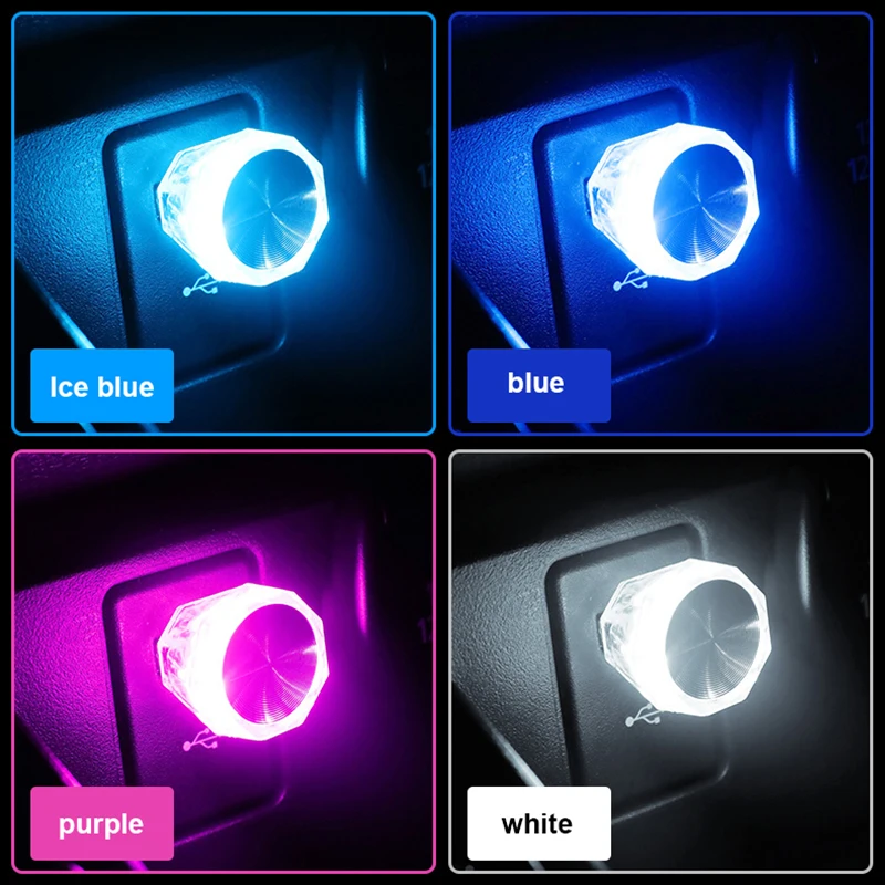 Car Cigarette Lighter USB Atmosphere Light LED Mini Colorful Night Light Wiring-Free Car Interior Lighting Accessories Supplies